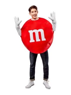 NEW Rubies Adult Mars M&M'S Round Candy Costume Apparel Set One Size RED M&M